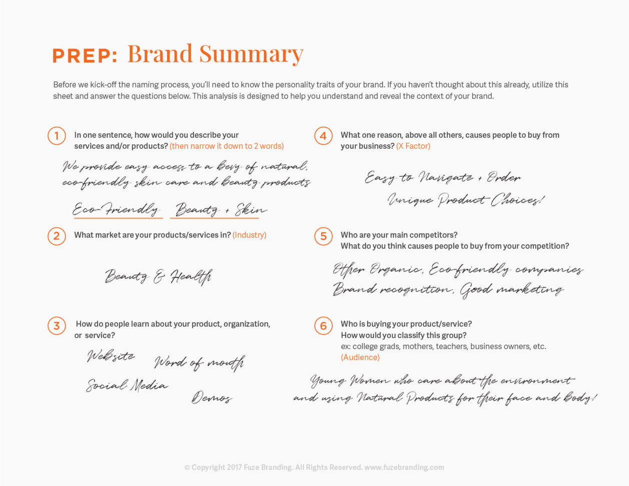 Fuze Branding  Brainstorm Worksheet  Tips For Naming Your