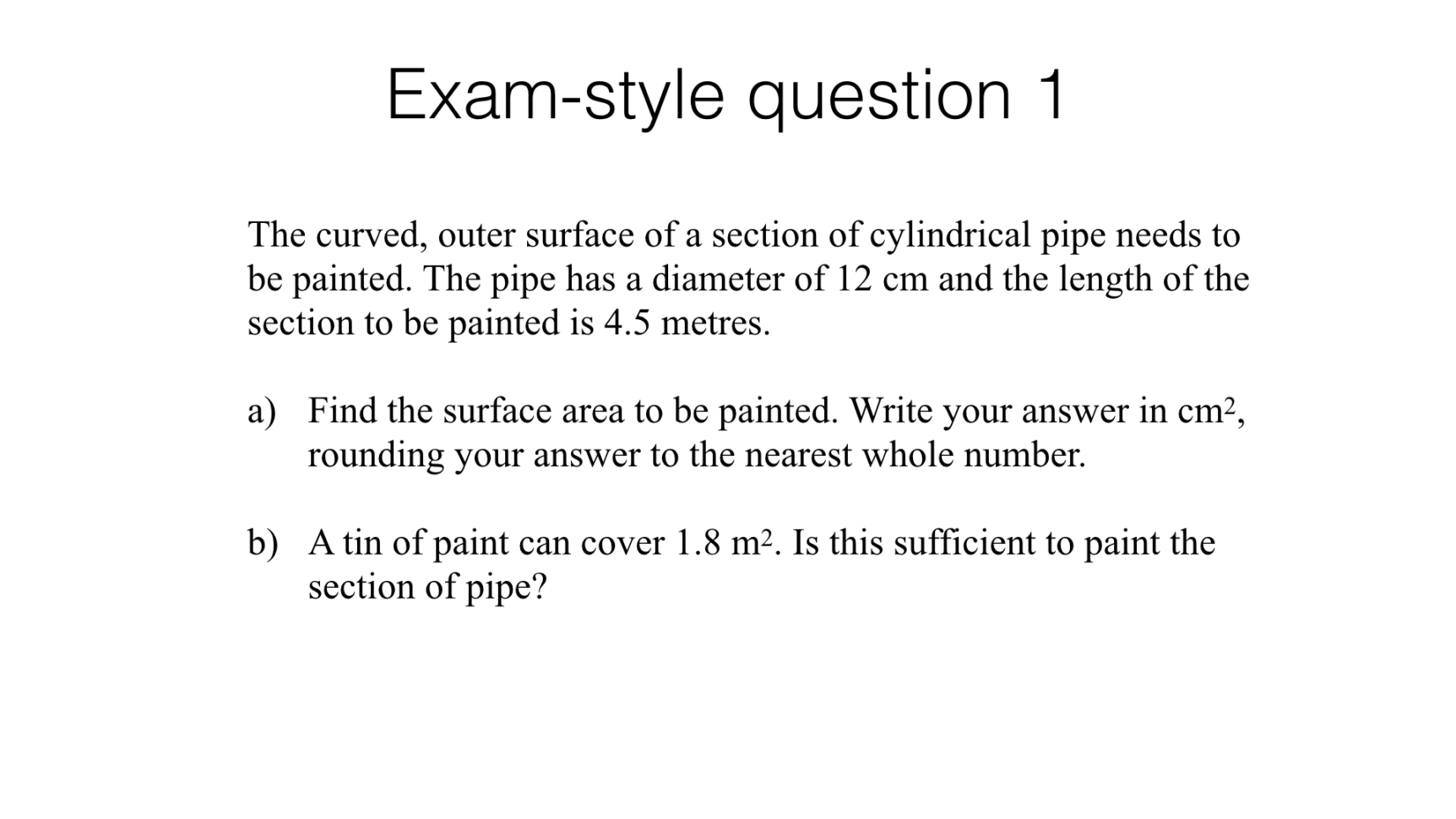 G17H – Surface Area Of Cylinders Spheres And Cones – Bossmaths