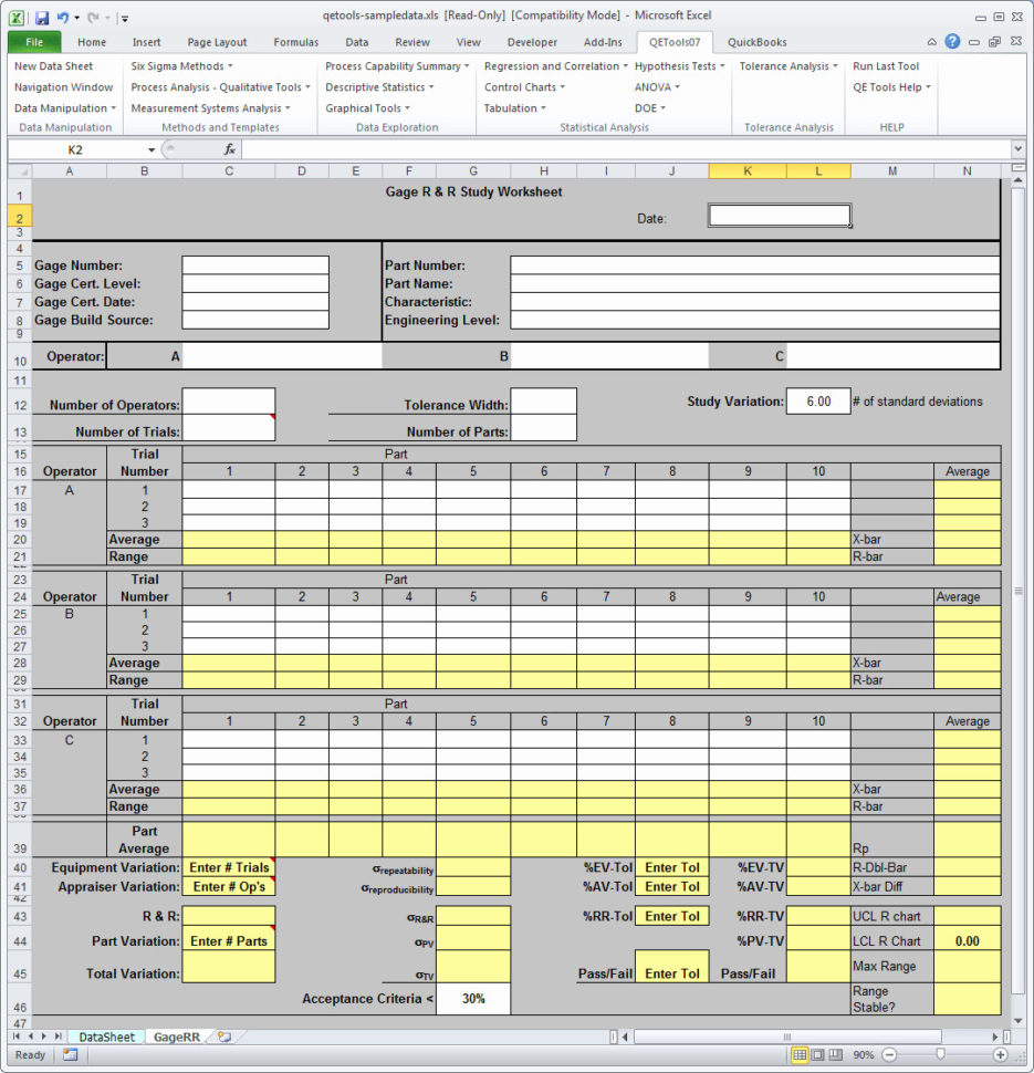 Gage Rr Spreadsheet –