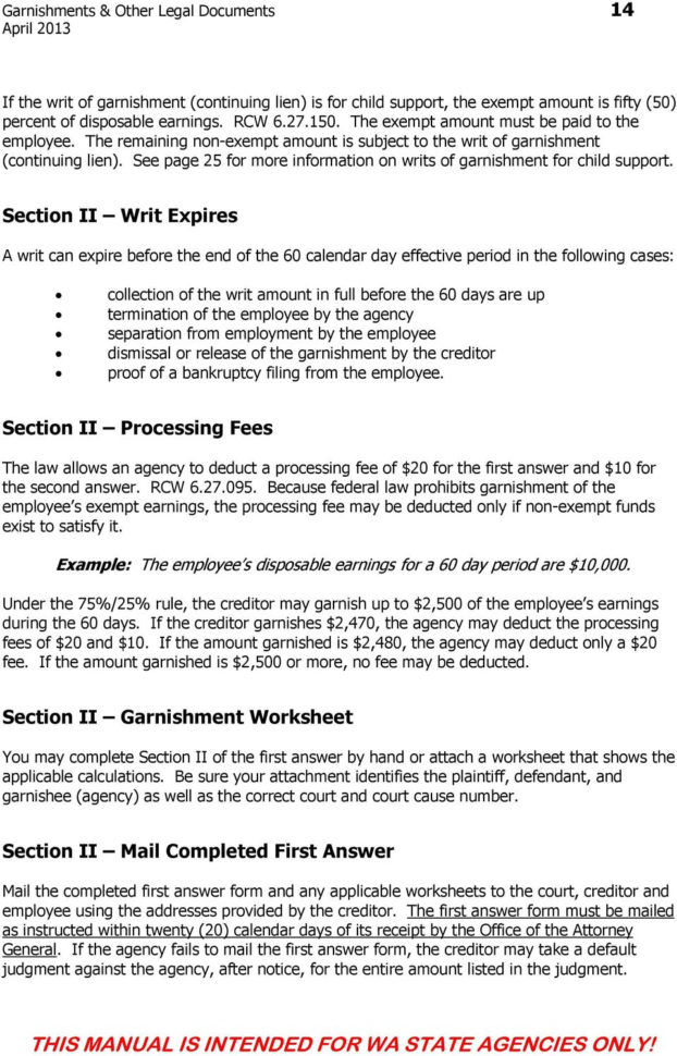 Garnishment Other Withholding Documents Ing Procedures —