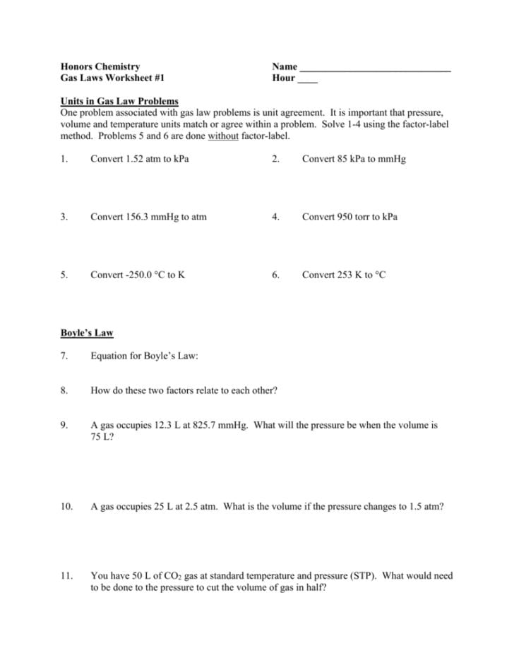 Gas Law Problems Worksheet — db-excel.com