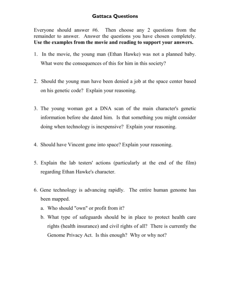 Gattaca Questions