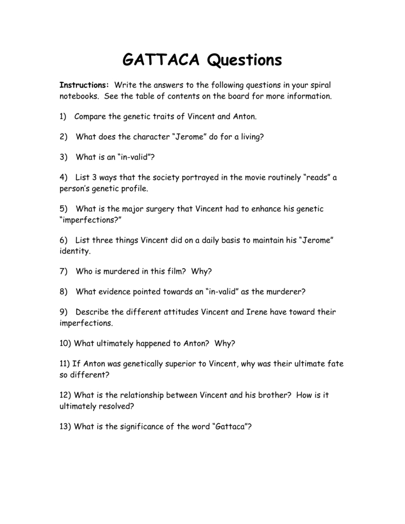 Gattaca Questions