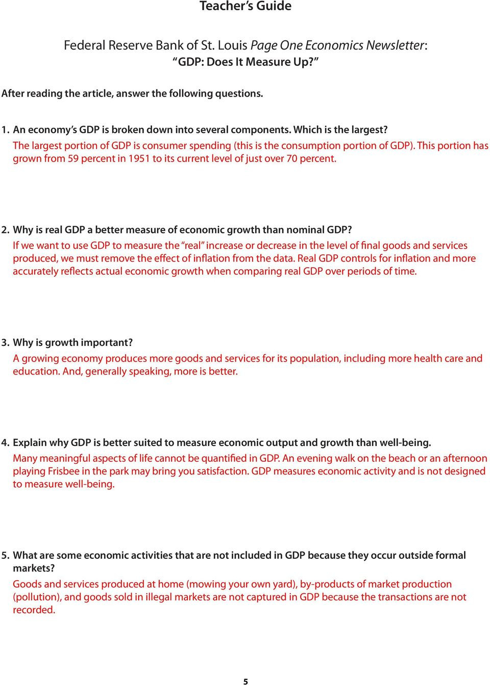 Gdp Does It Measure Up May Classroom Edition An