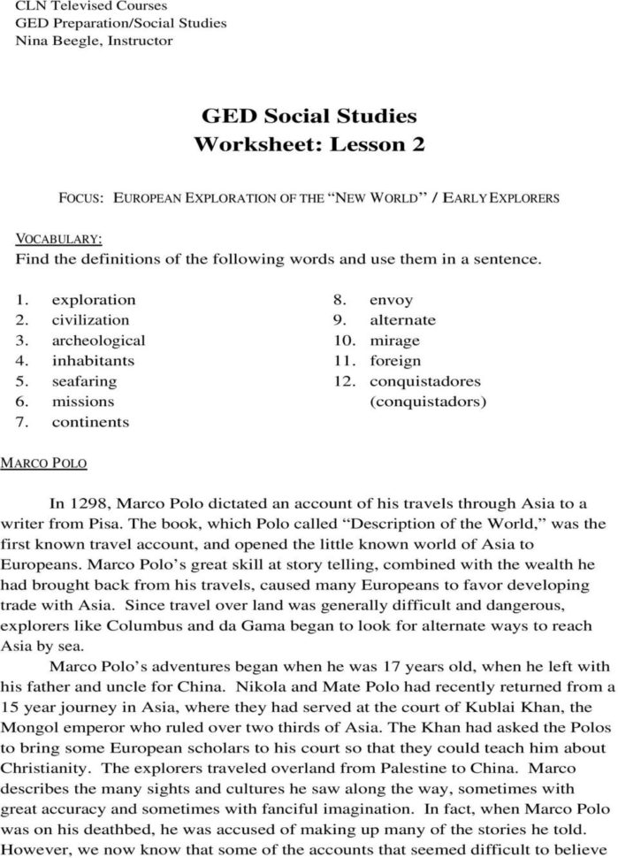 Ged Social Studies Worksheet Lesson 2  Pdf