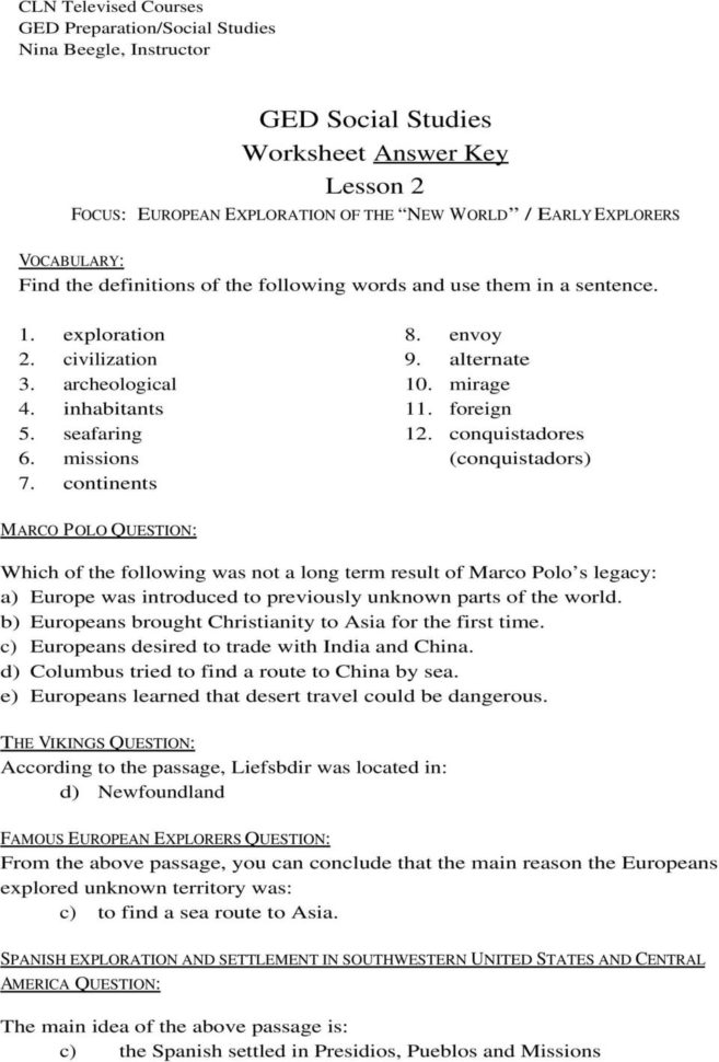 Ged Social Studies Worksheet Lesson 2  Pdf