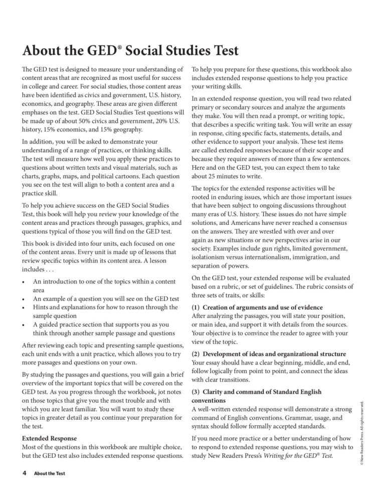 Ged Test Social Studies Sample Booklet Pages 1  18  Text