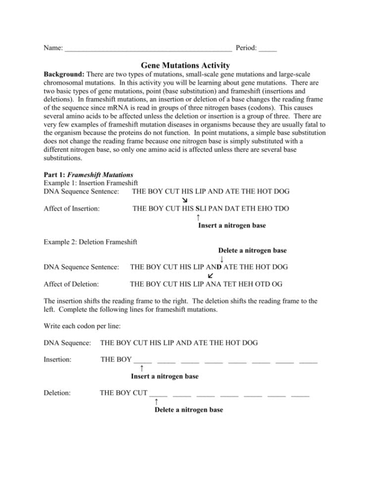 Gene Mutations Activity