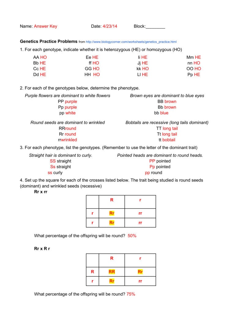 Nonmendelian Genetics Problems Worksheet Pdf - Incomplete dominance and