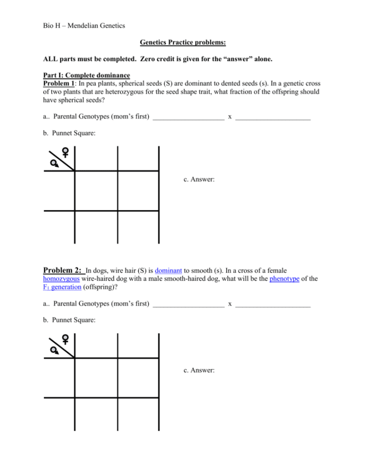 Genetics Practice Problems