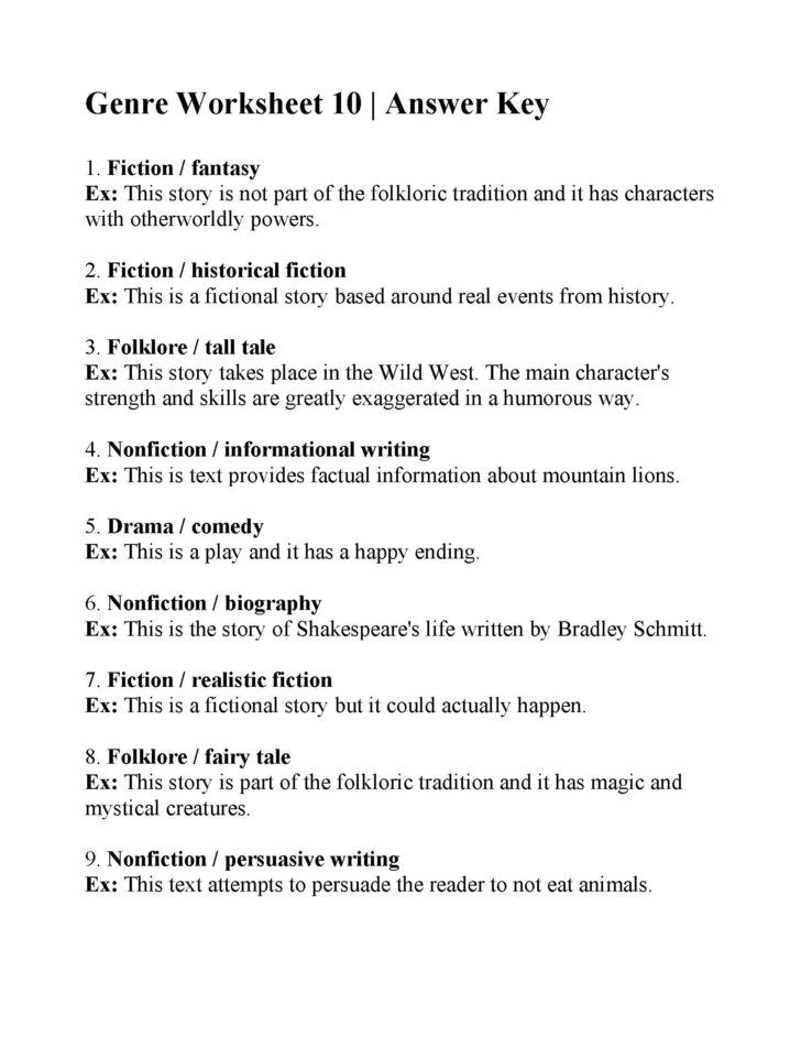 Identifying Genre And Subgenre Worksheet — db-excel.com