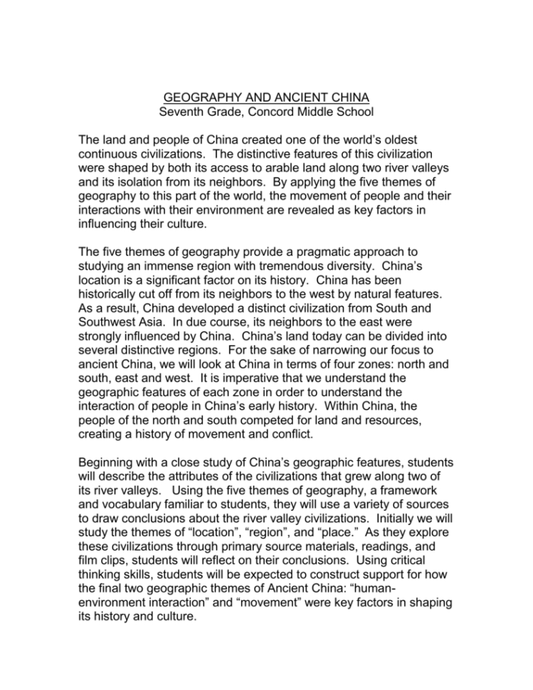 Geography And Ancient China