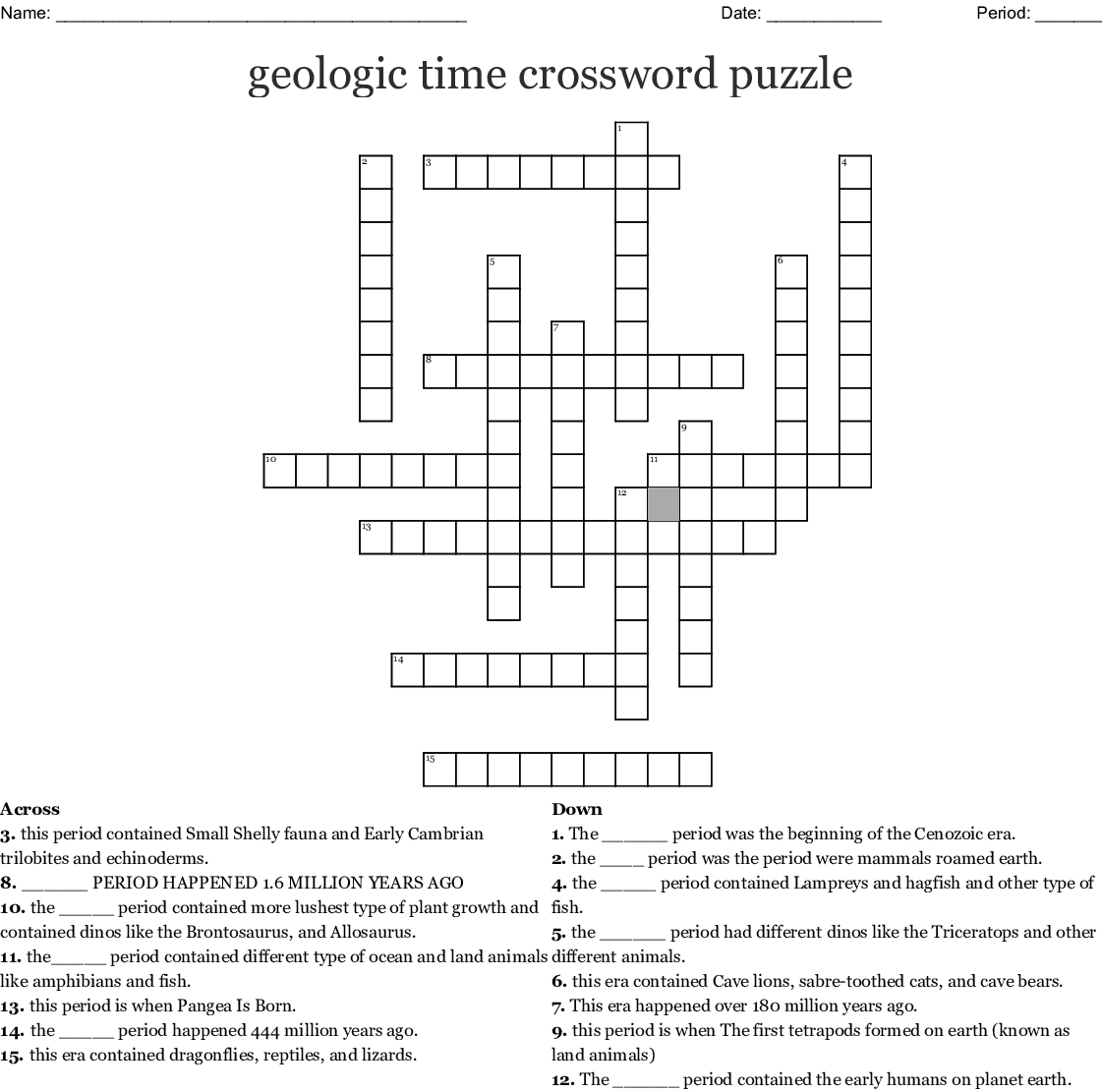 Geologic Time Crossword Puzzle  Word
