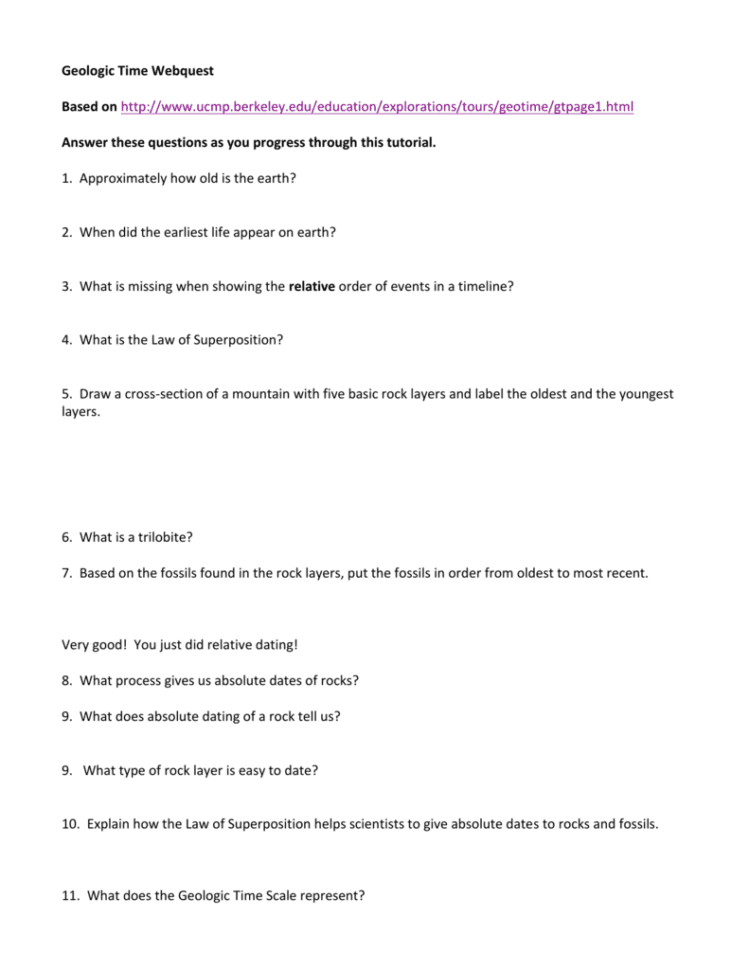 Geologic Time Webquest