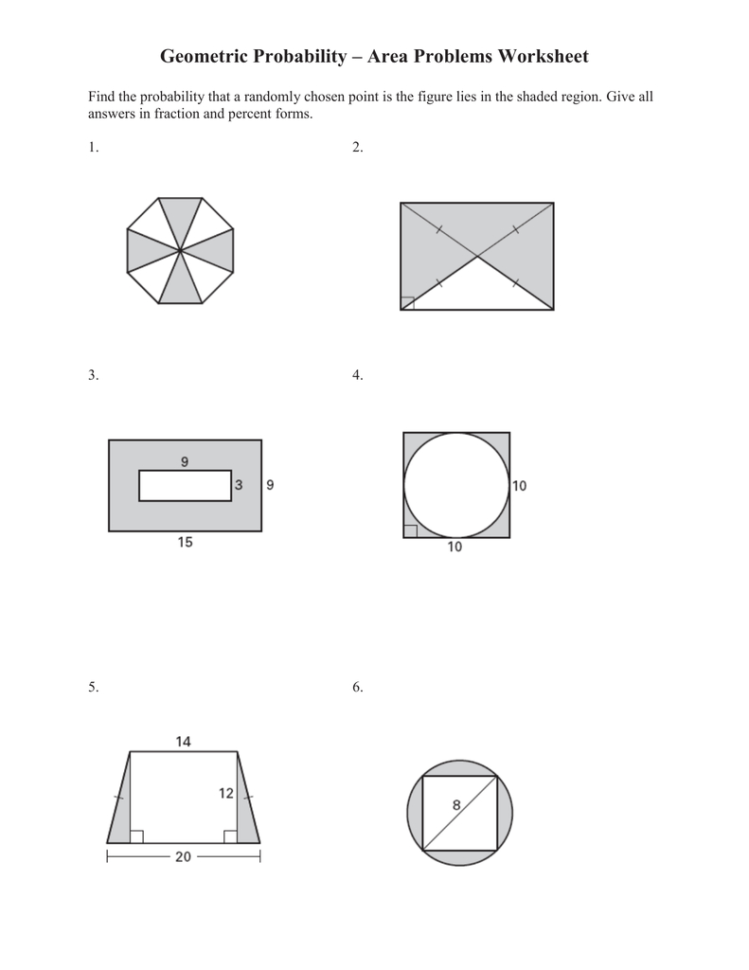 Area Of Shaded Region Worksheet