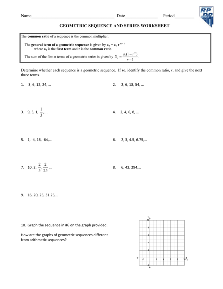 Sequence And Series Worksheet