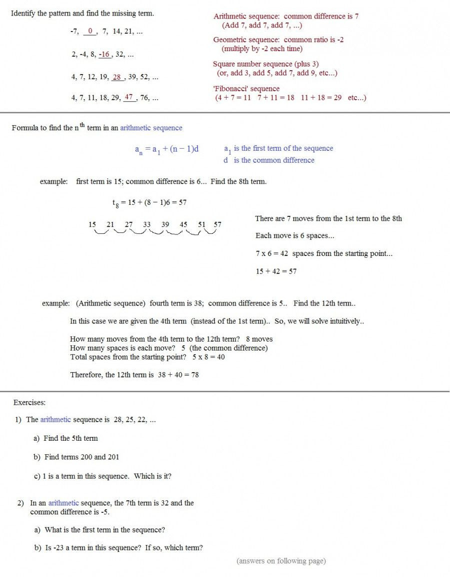 Geometric Sequences And Series Worksheet Answers Db excel