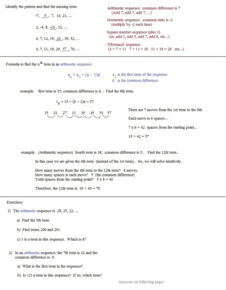 Geometric Sequences And Series Worksheet Answers