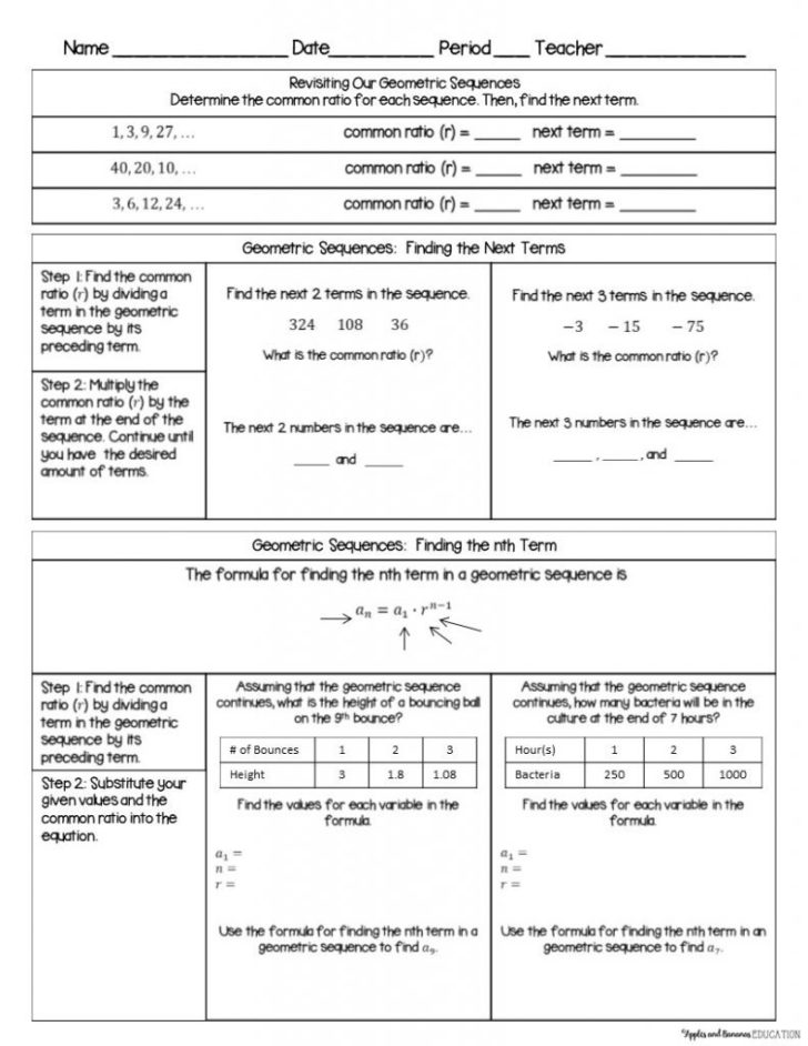 Geometric Sequence Worksheet