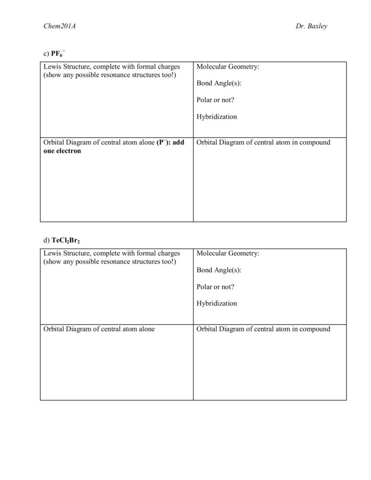 Geometries And Valence Bond Theory Worksheet Pages 1  8