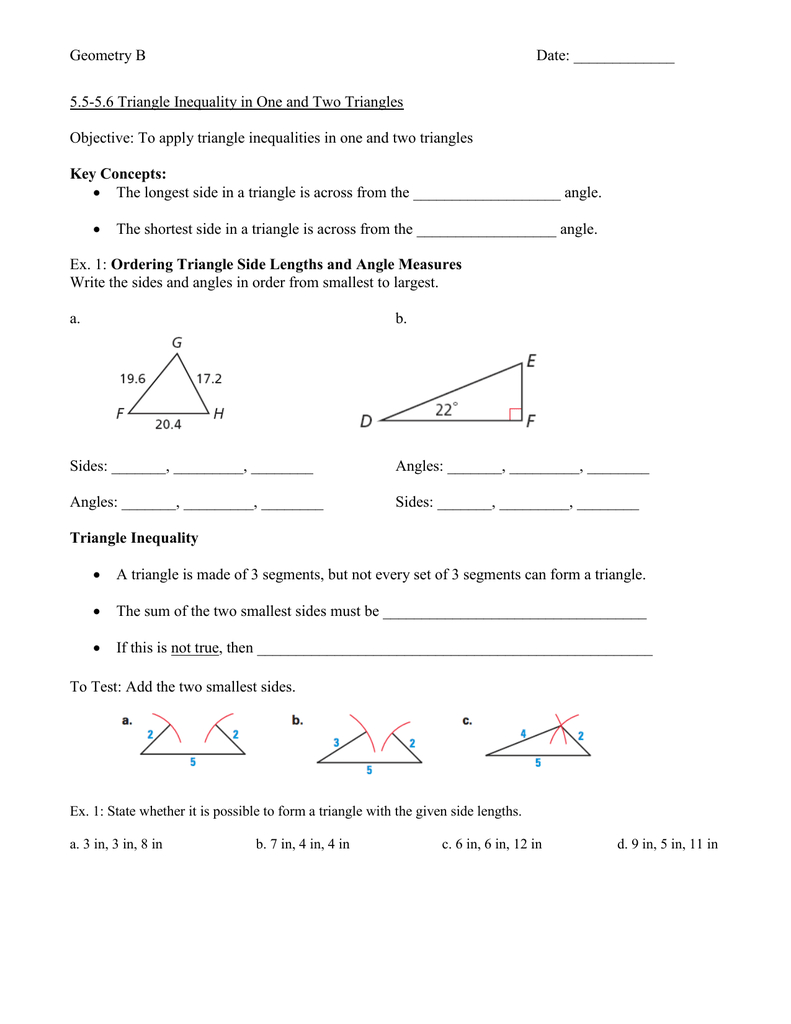 Geometry B Date  5556 Triangle Inequality In One And