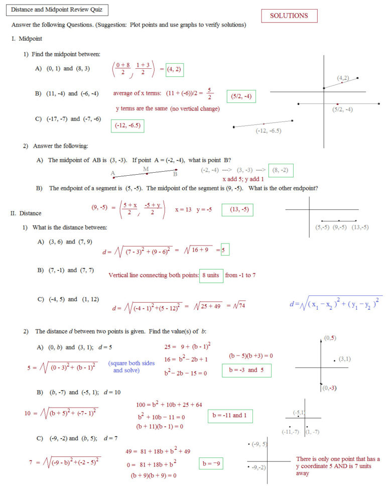 distance formula geometry answer key
