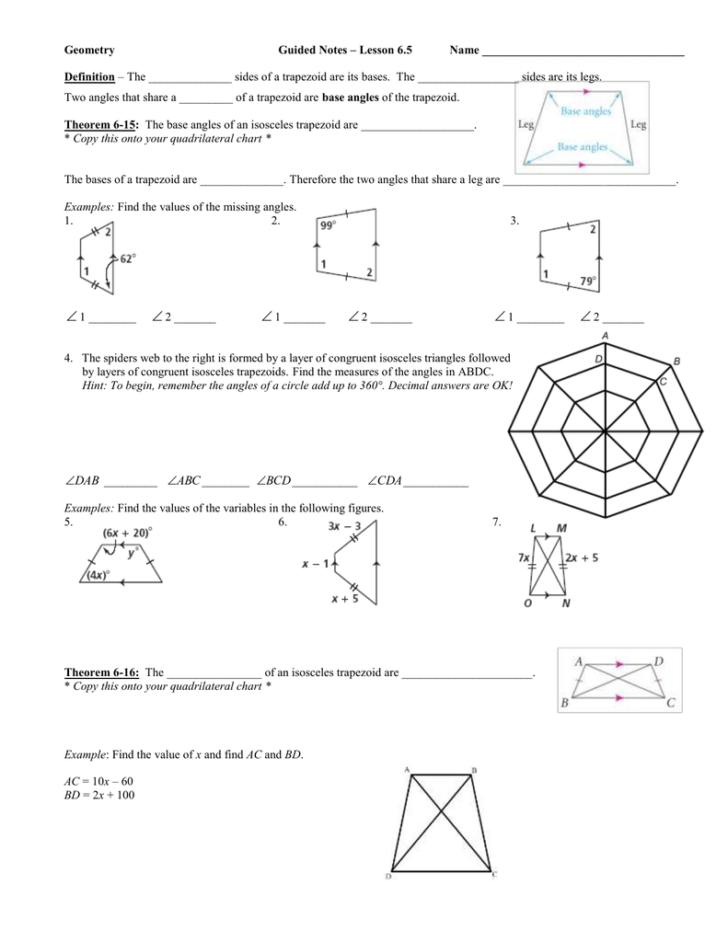 Geometry Worksheet Kites And Trapezoids Answers Key —