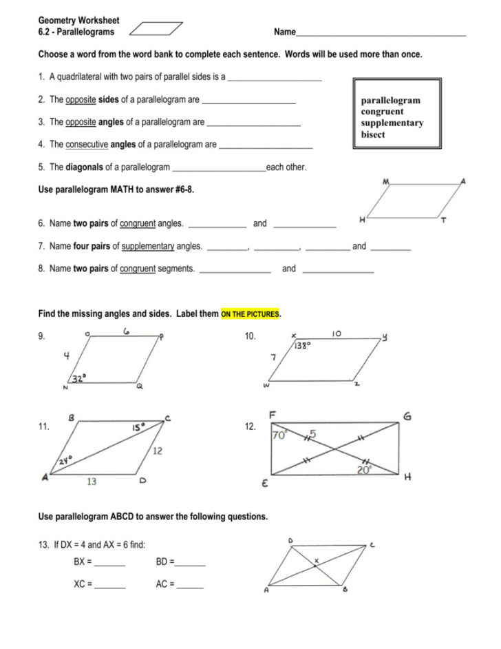 Geometry Parallelogram Worksheet Answers — db-excel.com