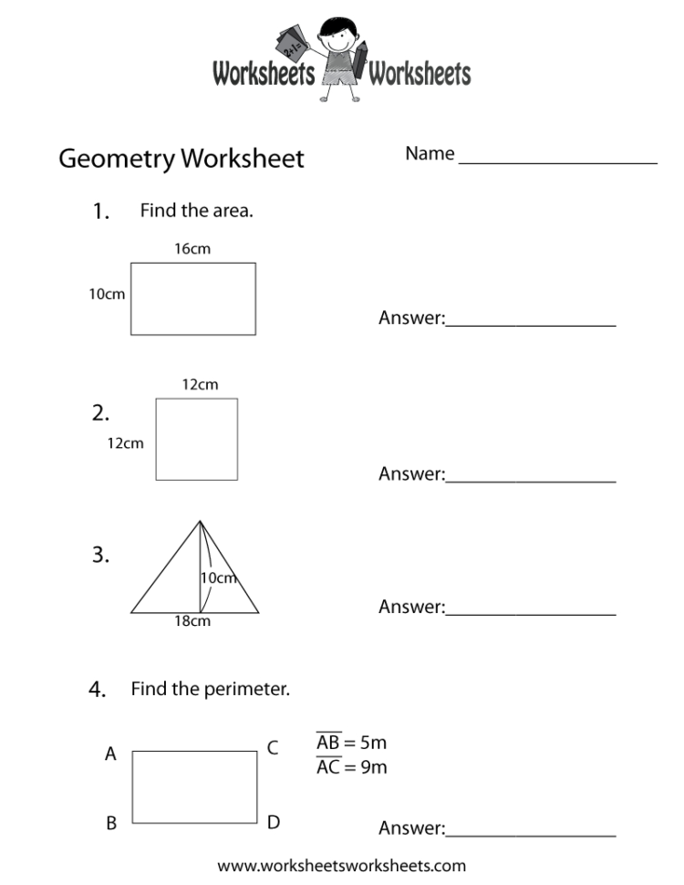 Geometry Review Worksheet  Free Printable Educational Worksheet