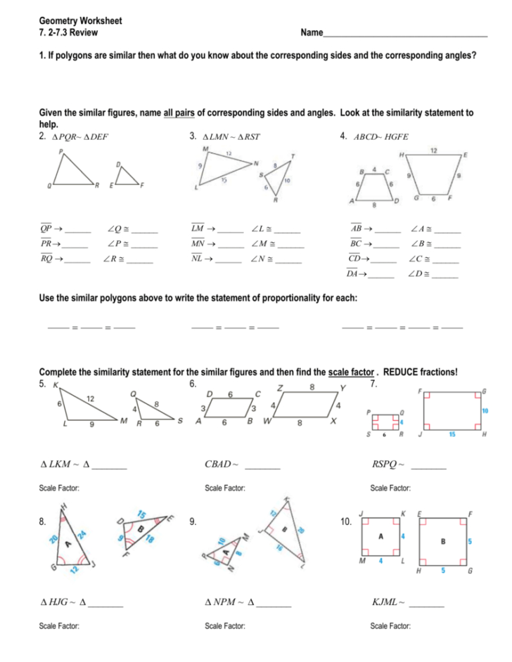 Similar Figures Worksheet Answer Key Db excel