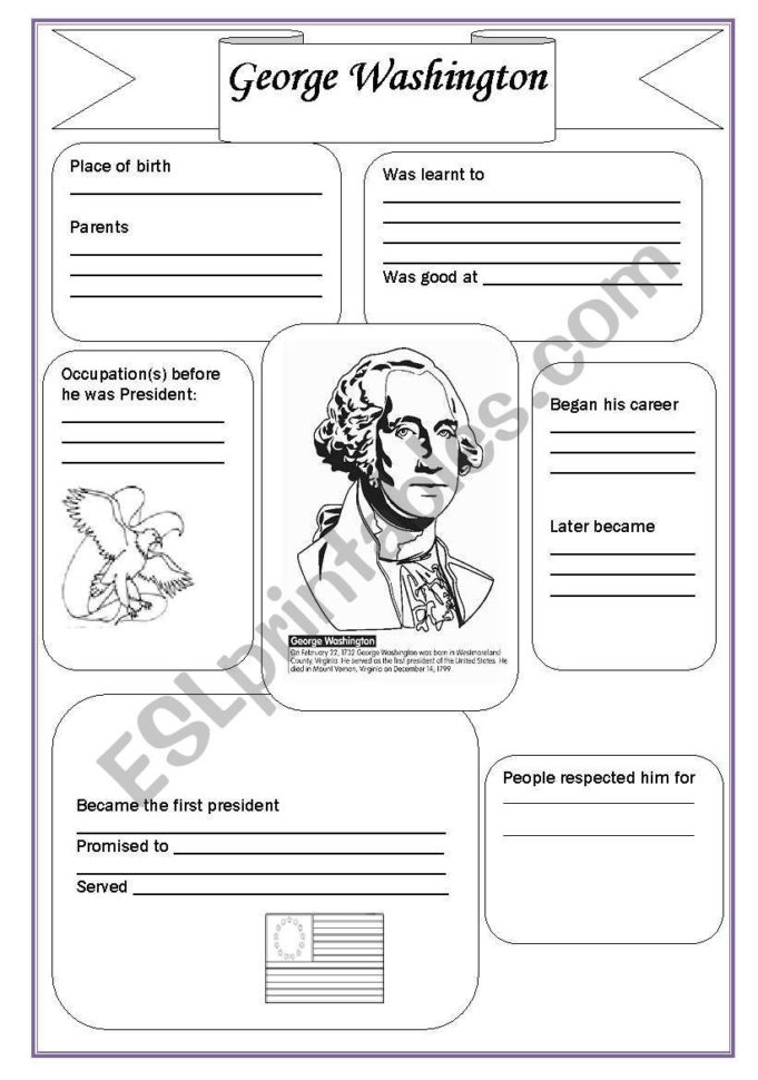 George Shington  Esl Worksheetsvetic