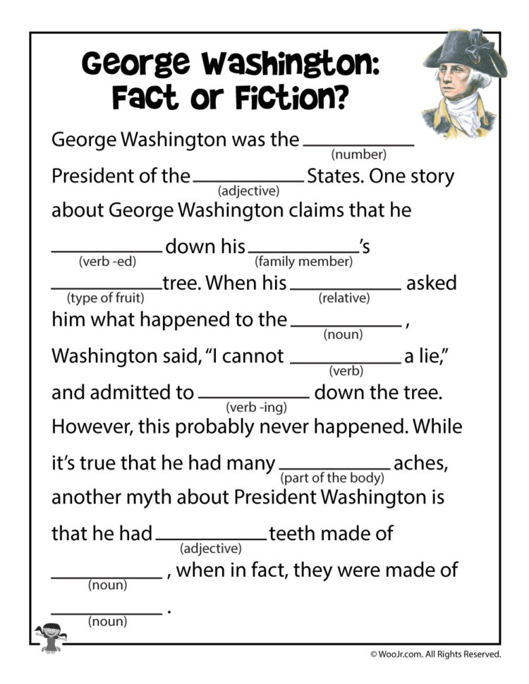 George Shington Mad Libs For Kids  Woo Jr Kids Activities