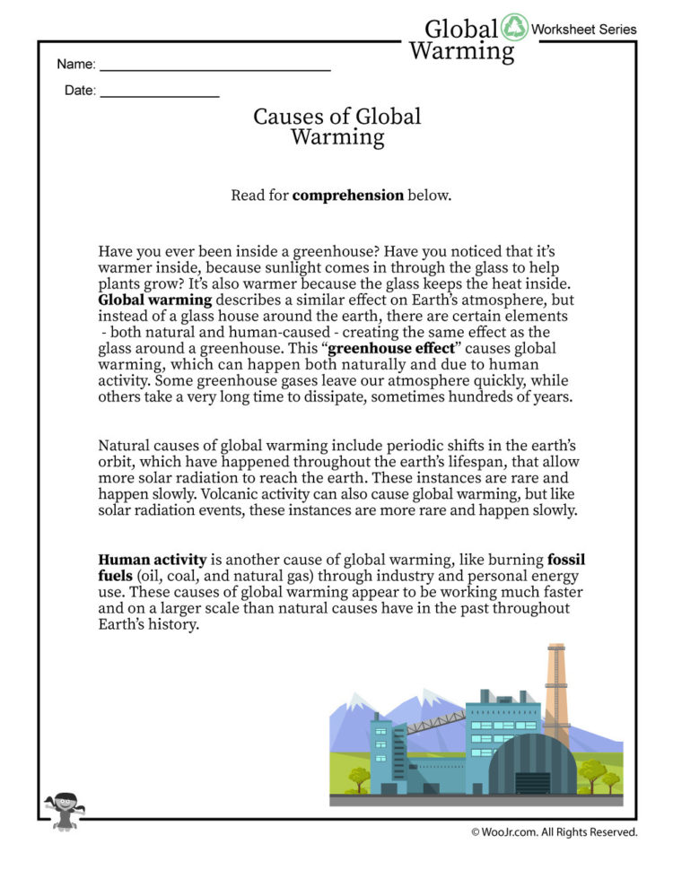 Global Rming Causes Printable Reading Worksheet  Woo Jr