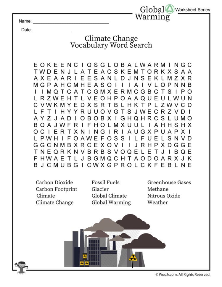 Global Rming  Climate Change Word Search  Woo Jr Kids