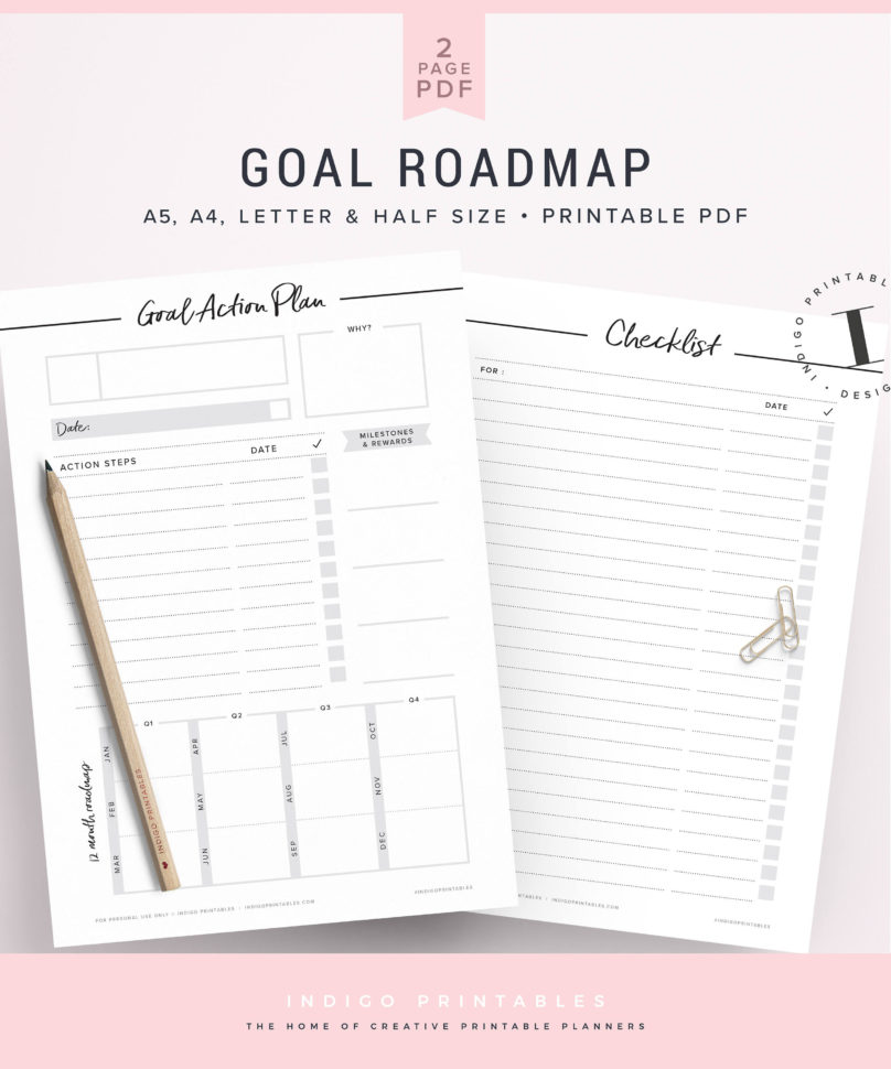 Goal Planner Goal Setting Worksheet 2018 Goals 2018 Goal Planner Half  Size Goal Planner A5 Goal Planner A4 Goal Planner Planner