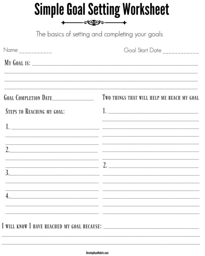 Goal Setting Worksheet For High School Students Math