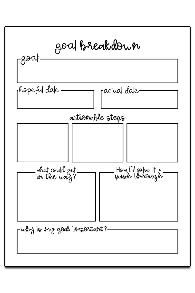 Goal Setting Worksheet For Students Db excel