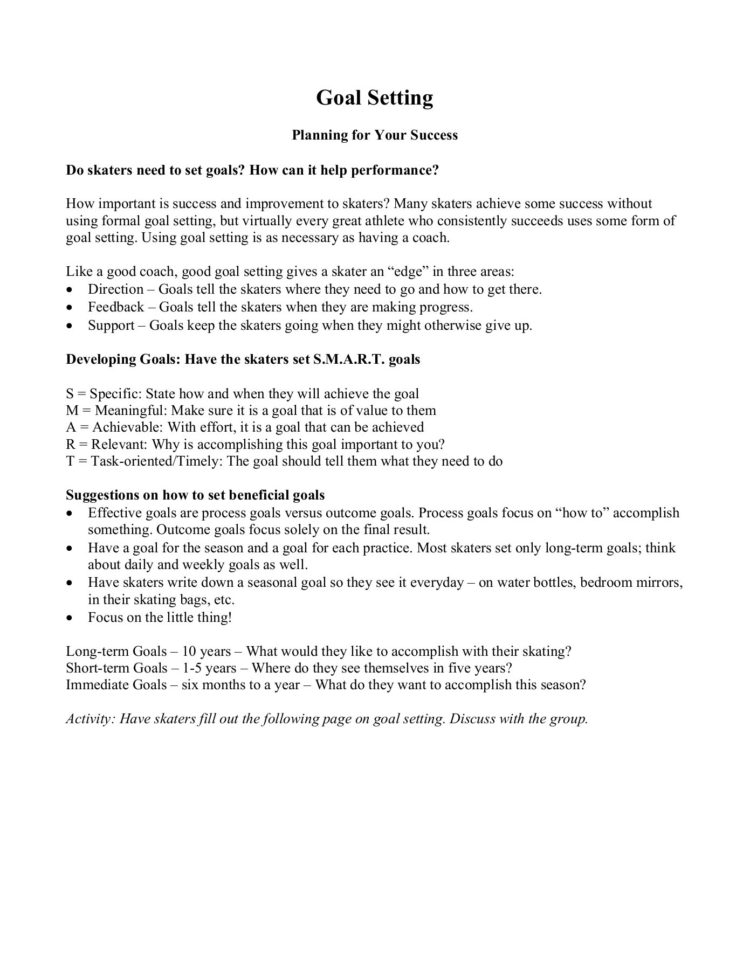 Goalsetting And Selfconfidence Worksheetspdf Pages 1  4