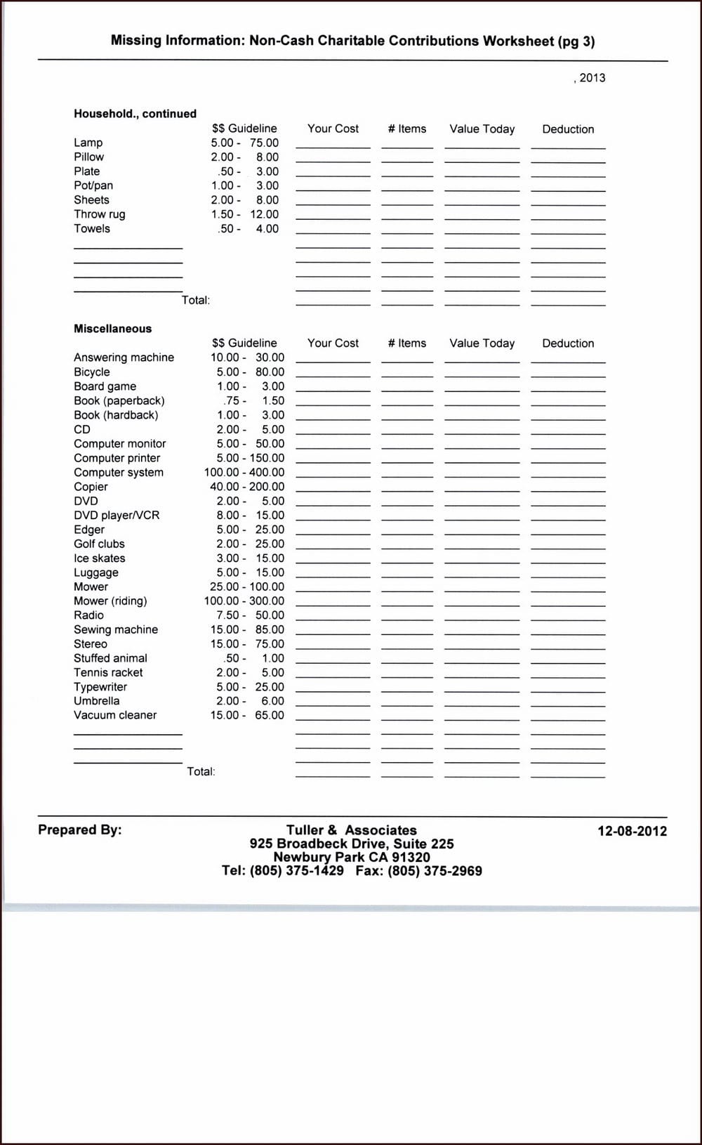 Goodwill Charitable Donations Worksheet Universal Network — db-excel.com