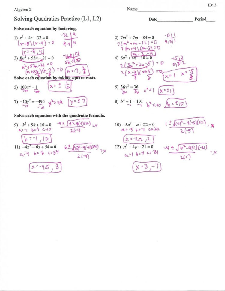 Grade 10 Math Factoring Polynomials Worksheet Printable Worksheets
