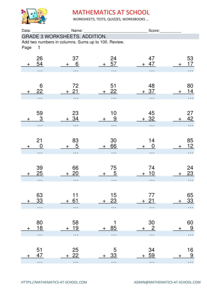 Grade 3 Maths Worksheets Printable