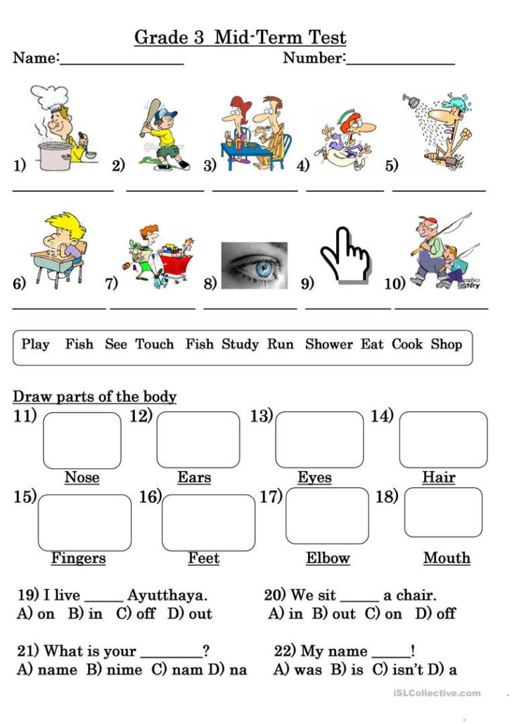 printable grade 3 english test papers