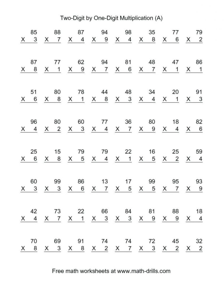 Grade 4 Multiplication Worksheets 2 Digit1 Db excel