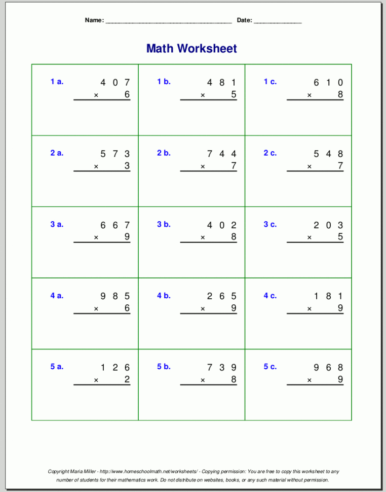 Grade 4 Multiplication Worksheets