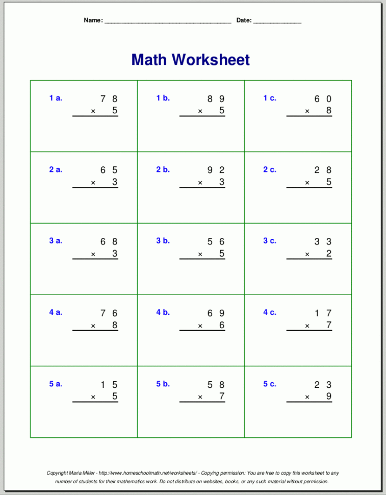 Grade 4 Multiplication Worksheets