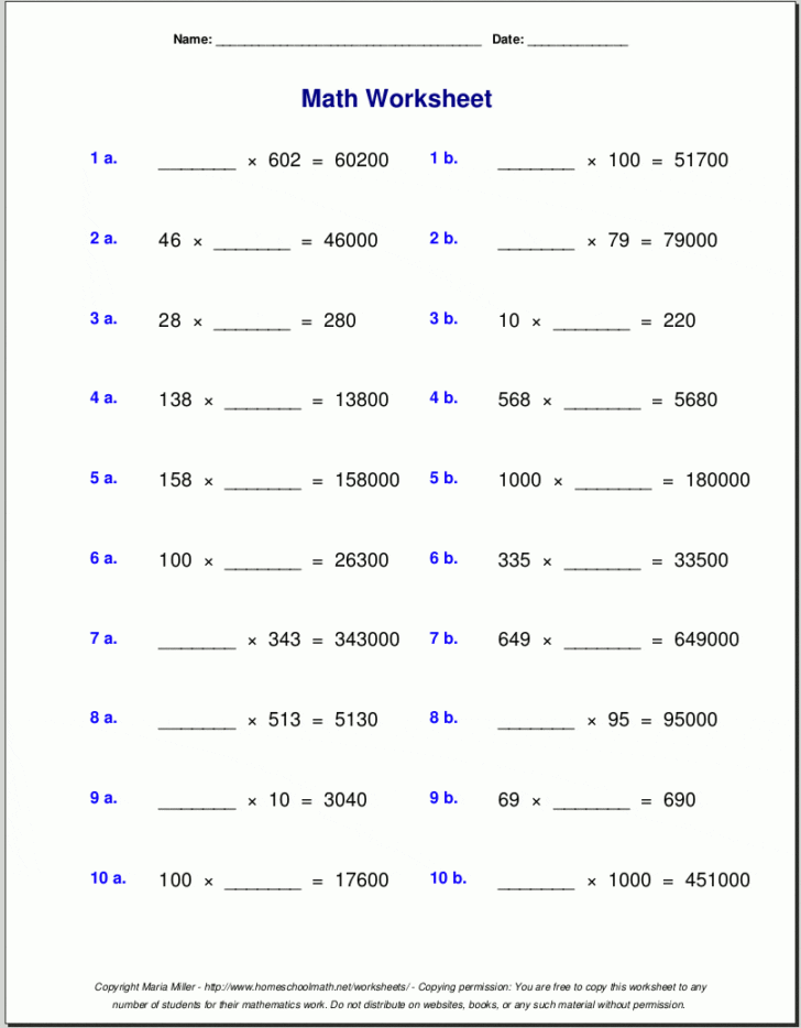 Grade 5 Multiplication Worksheets — db-excel.com