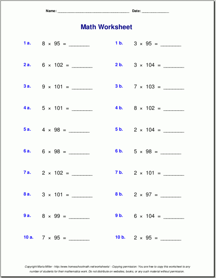 Grade 5 Multiplication Worksheets