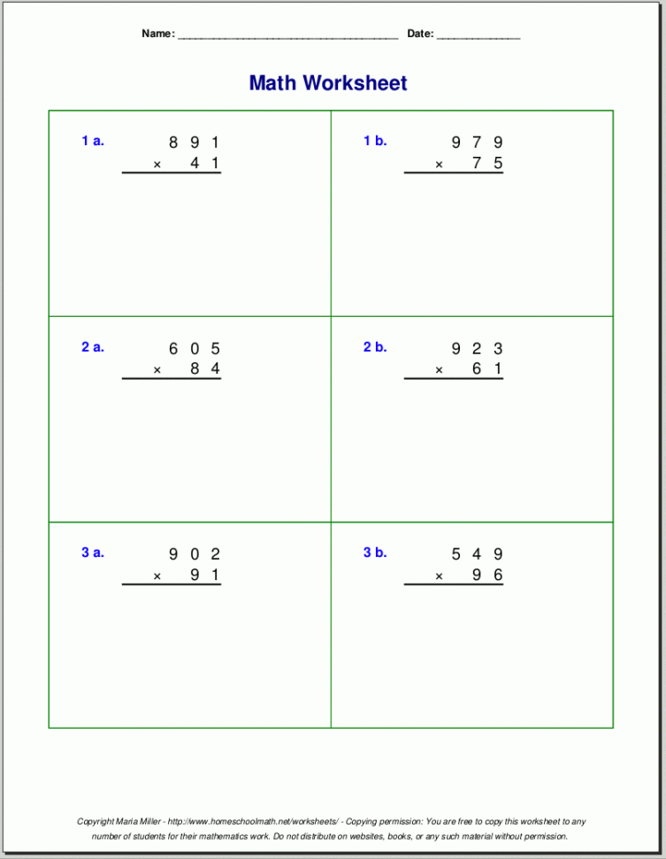 Grade 5 Multiplication Worksheets
