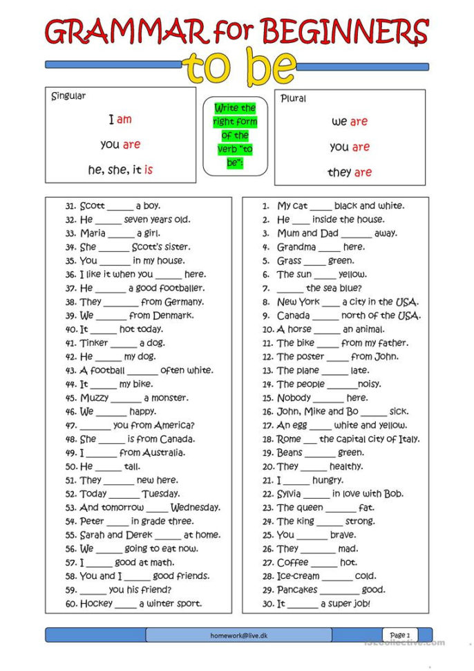 English For Beginners Worksheets Db excel