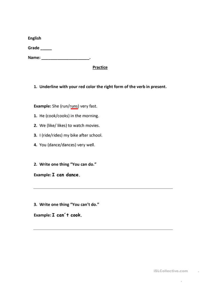 Grammar Practice  English Esl Worksheets